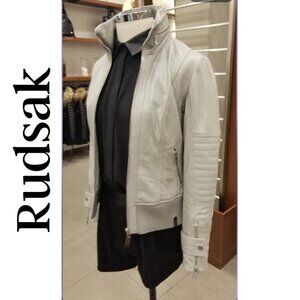 Rudsak 'Tisha' Women's Leather Jacket, Stone Color, Size XS